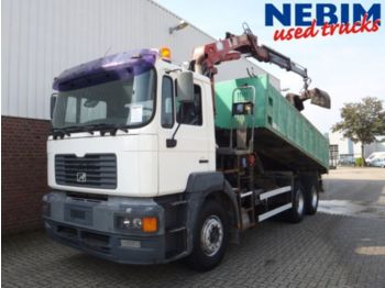 Camion benne MAN F 33 414 6x4R with tipper and crane: photos 1