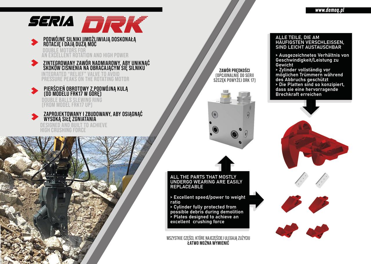 Cisaille de démolition pour Pelle neuf DEMOQ DRK10  Hydraulic Rotating Pulveriser Crusher 1000 KG: photos 4