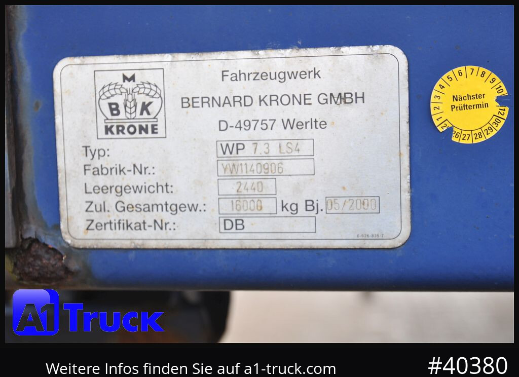 Carrosserie bâchee KRONE 7.45  BDF Wechselbrücke, Schiebeplane