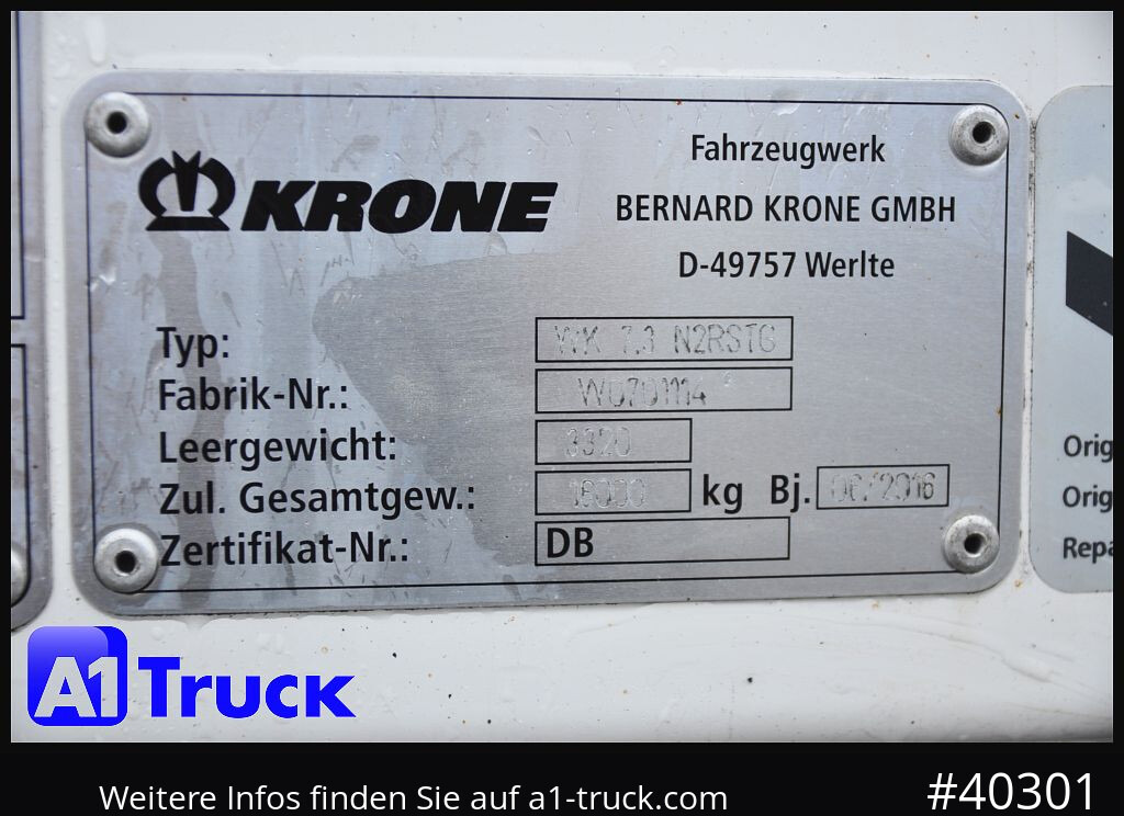 Carrosserie fourgon KRONE WB BDF 7,45 Koffer,  2720mm innen, Zurrösen