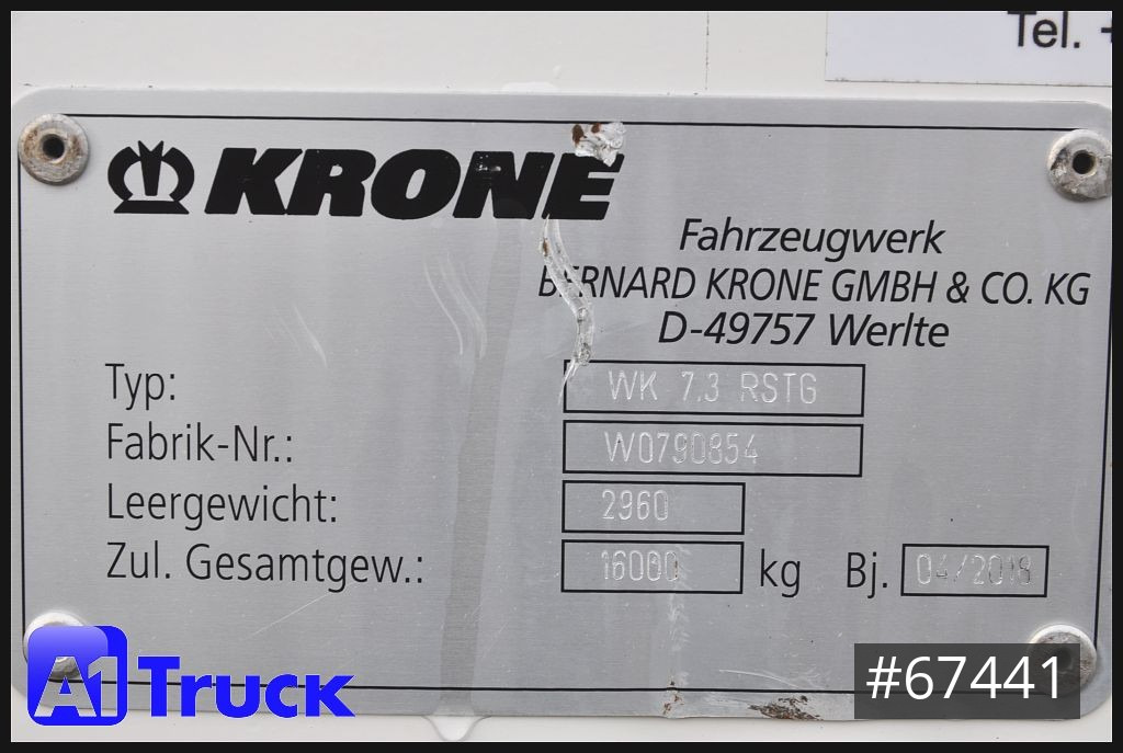 Carrosserie fourgon KRONE WB BDF 7,45 Koffer, Klapptische,  2520 mm innen