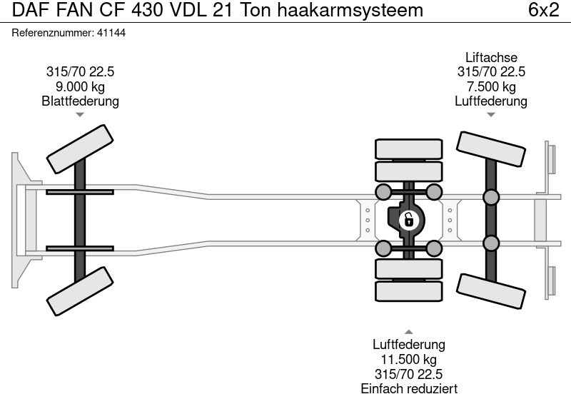 Camion ampliroll DAF FAN CF 430 VDL 21 Ton haakarmsysteem