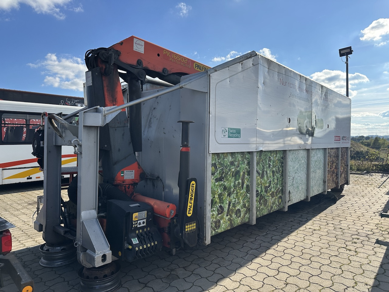 Camion ampliroll Glas Kran Mulde   Palfinger PK 16502   Funk