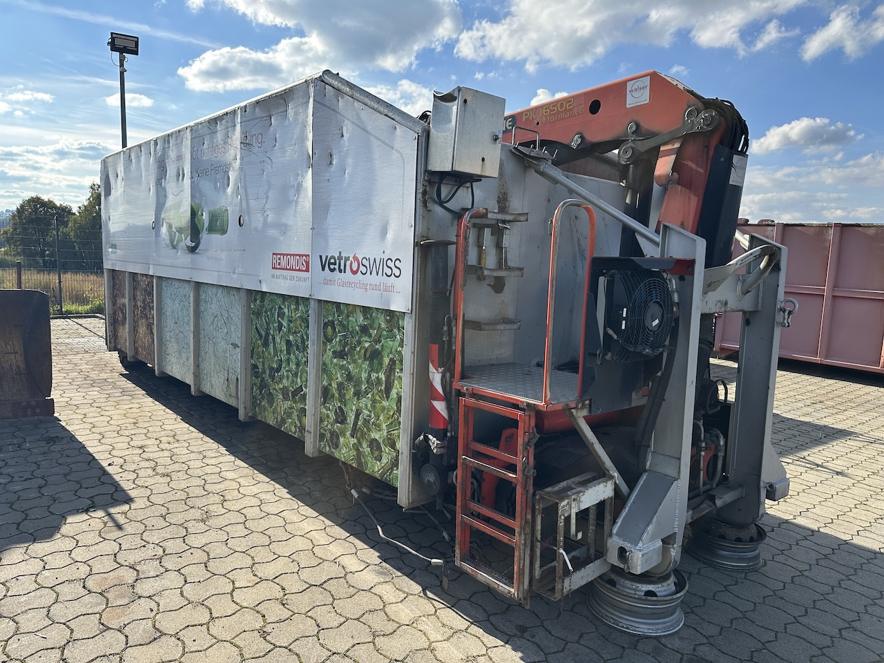 Camion ampliroll Glas Kran Mulde   Palfinger PK 16502   Funk