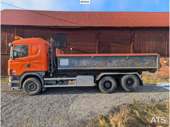 Camion ampliroll  Hook Truck Scania R124BG 6x2 with gravel flatbed (SEE VIDEO)