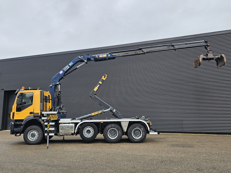 Camion ampliroll Iveco TRAKKER 380 8X6 / EURO 6 / CRANE + HOOKLIFT
