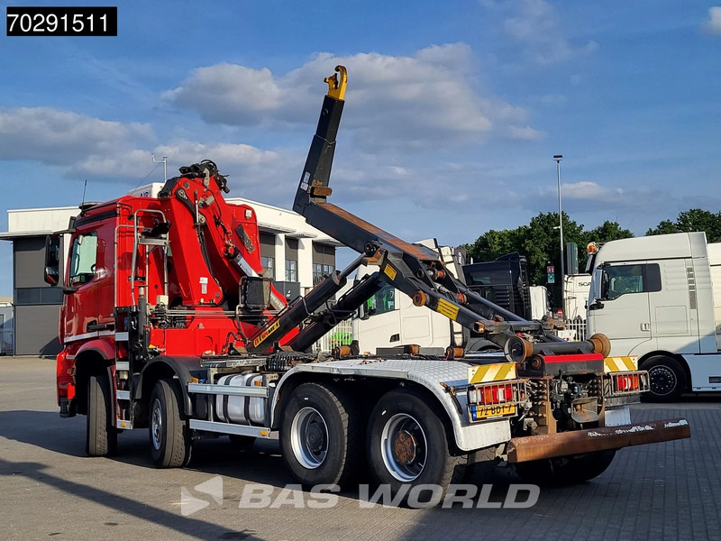 Camion ampliroll Mercedes-Benz Arocs 4145 8X4 NL-Truck HMF RCL 5300 Crane Hyva 26-51-S Hooklift Steelsuspension Big-Axle Automatic Euro 6
