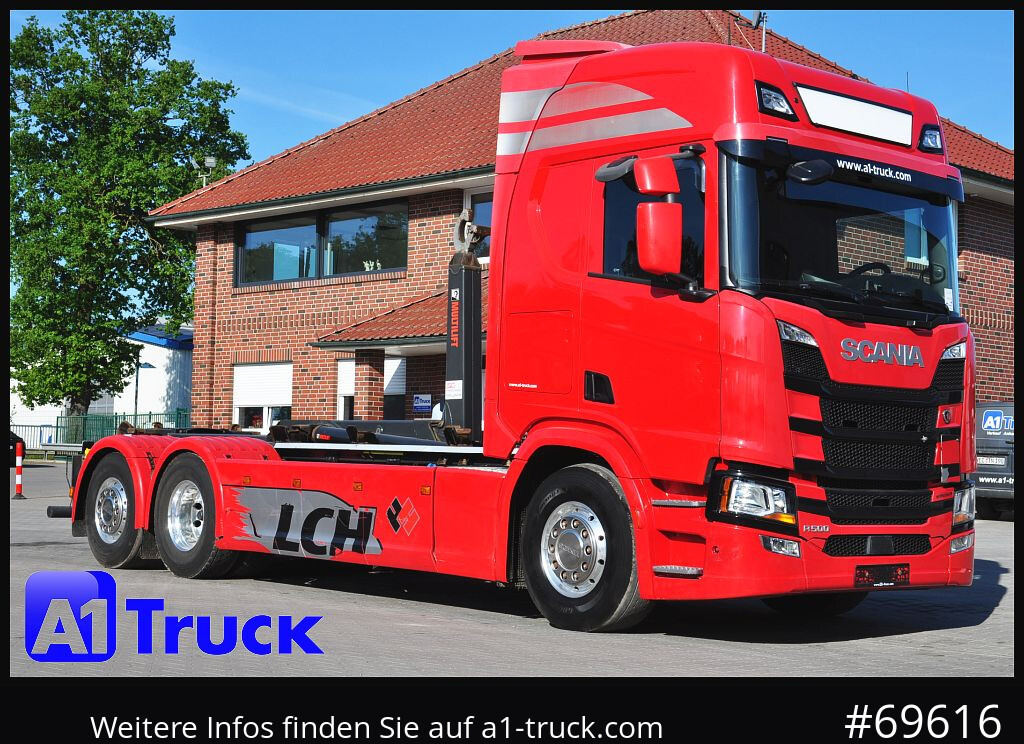 Camion ampliroll SCANIA R500, Abrollkipper, HIAB, Lift-Lenkachse,