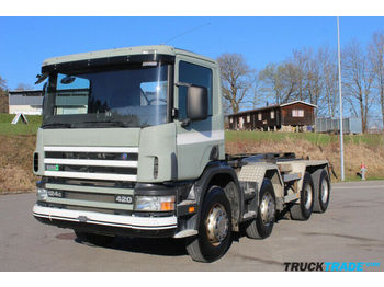 Camion ampliroll Scania 124 8x4 Hakengerät