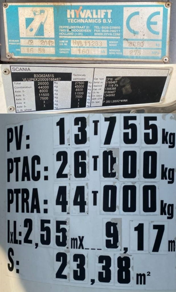 Camion ampliroll Scania P360/HYVALIFT/HIAB 144B a réparer