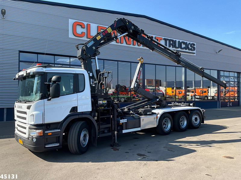Camion ampliroll Scania P 380 8x4 Euro 5 Hiab 21 Tonmeter laadkraan Just 244.337 km!