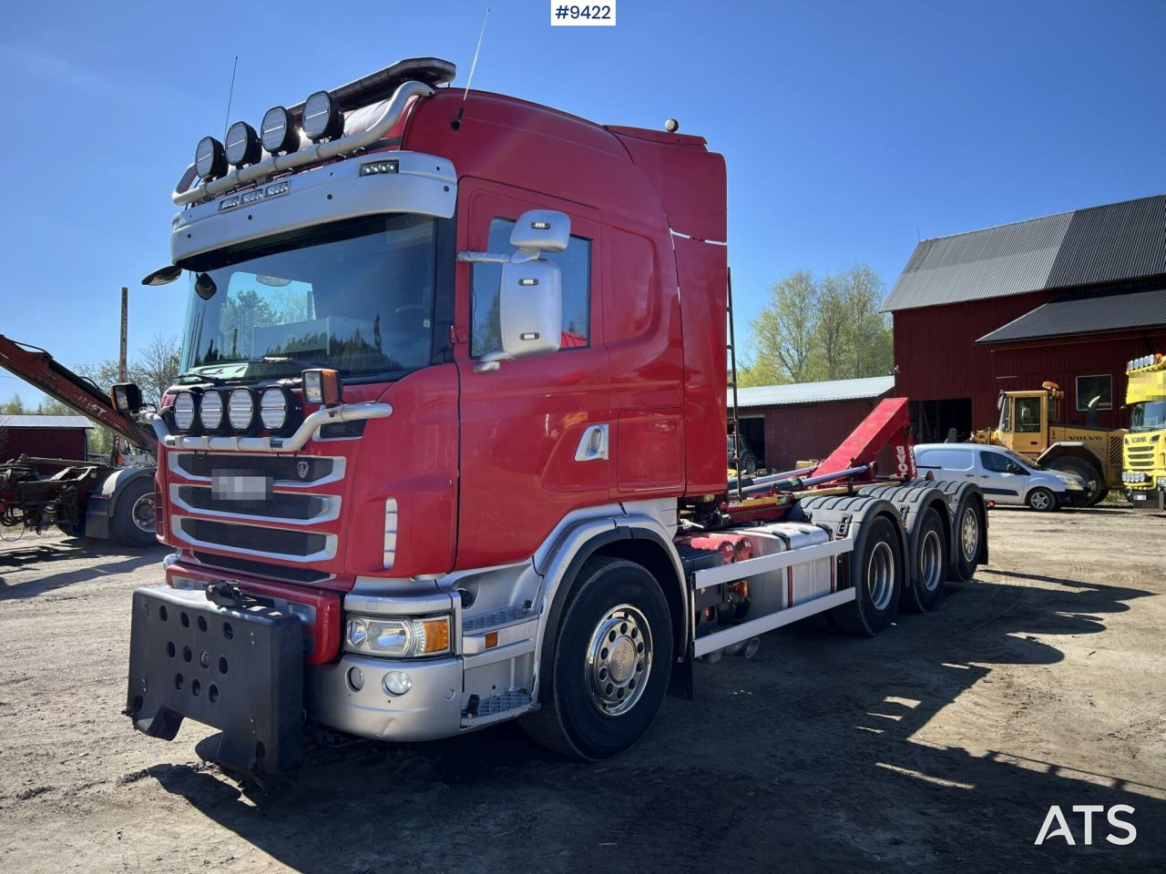 Camion ampliroll Tridem Hooklift Truck Scania G490 with plow brackets