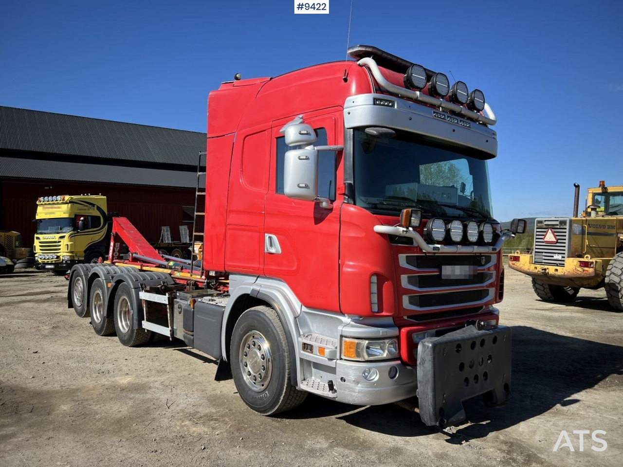Camion ampliroll Tridem Hooklift Truck Scania G490 with plow brackets