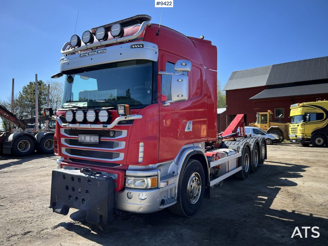 Camion ampliroll Tridem Hooklift Truck Scania G490 with plow brackets