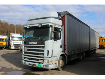 Camion bâche Scania R114LB6X2NB 380,SLEEPING CABIN+trailer PANAV2004