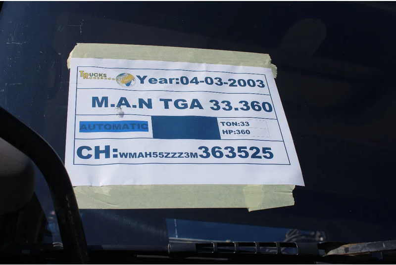 Camion benne MAN TGA 33.360 + 6X6 + MANUAL