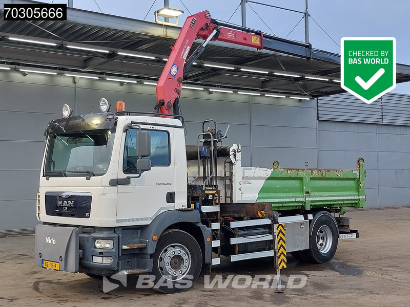 Camion benne MAN TGM 18.290 4X2 HMF1035-K2 Crane Kran 6m3 3-side tipper Automatic Euro 5