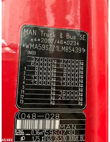 Camion benne MAN TGS 35.510 8X6H 15m³ kipper