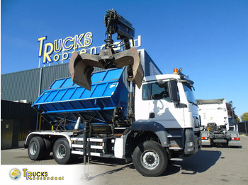 Camion benne MAN TGX + 6x6 + HIAB 166 E3 HIPRO + 3SIDE TIPPER