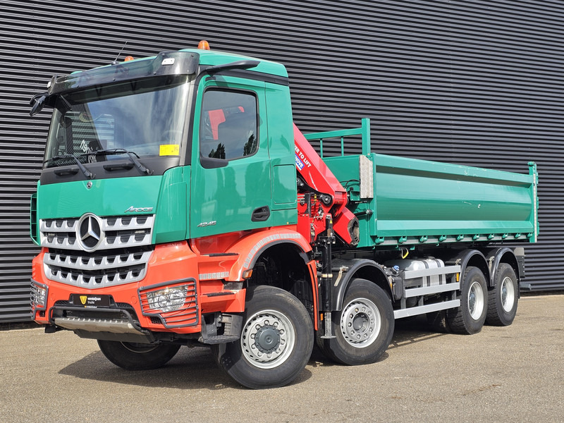 Camion benne Mercedes-Benz AROCS 4145 / 8X6 / TIPPER + HMF CRANE