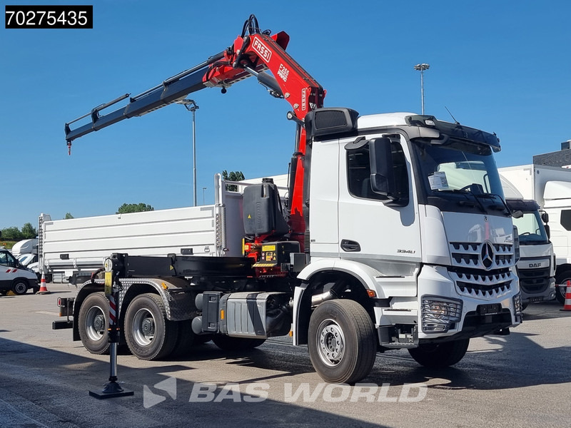 Camion benne Mercedes-Benz Arocs 3348 6X4 Fassi F255A2.24 Kran Crane 9m3 3-Sided Tipper Big-Axle Euro 6