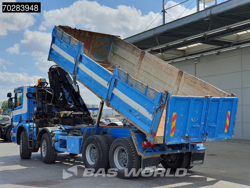 Camion benne Scania G420 8X4 15m3 tipper Hiab 144 Crane Steelsuspension Manual Big-Axle Euro 3