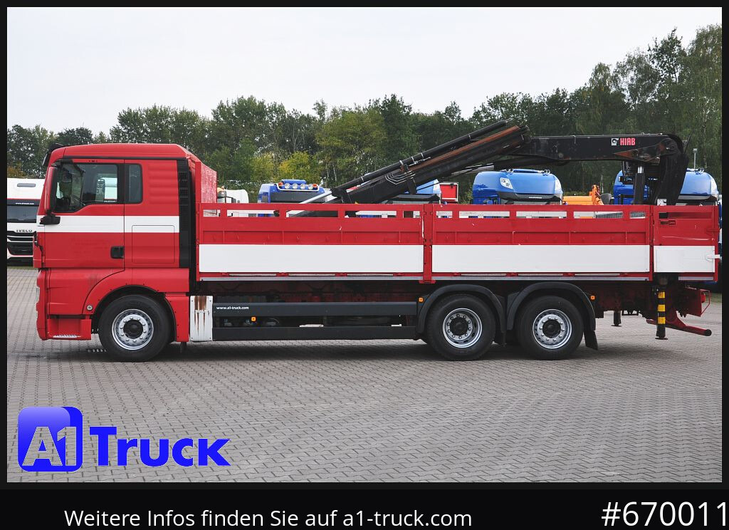 Camion plateau MAN TGX 26.400, Hiab Kran, Lenk-Liftachse,