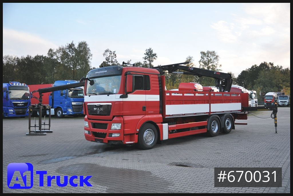 Camion plateau MAN TGX 26.400 XL Hiab 166K, Lift-Lenkachse