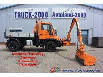 Camion plateau Mercedes-Benz U400 L Mulag Fronausleger FME500 + Schlegelmäher