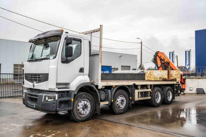 Camion plateau Renault LANDER 380 DXI+PALFINGER 18002/4X