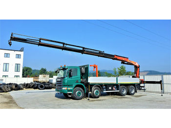 Camion plateau Scania P380 Pritsche 7,10m +Kran/FUNK *8x4*Topzustand!