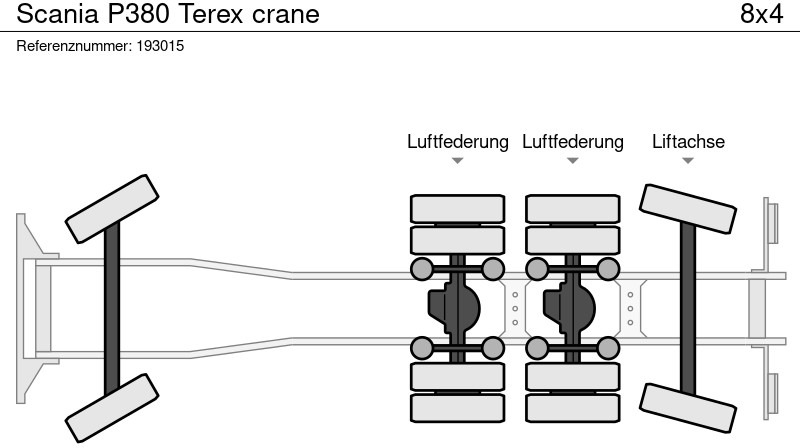 Camion plateau Scania P380 Terex crane