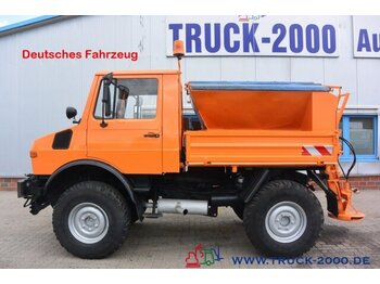 Unimog 424 1200 Kommunal Winterdienst+Streuer Zapfwelle - camion plateau