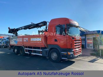 Camion plateau ridelle Scania R480 Pritsche Baustoff Kran Fassi-Kran