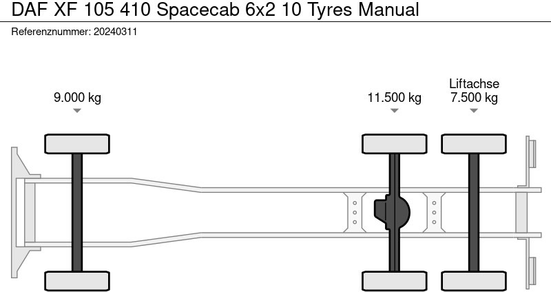 Camion - système de câble DAF XF 105 410 Spacecab 6x2 10 Tyres Manual