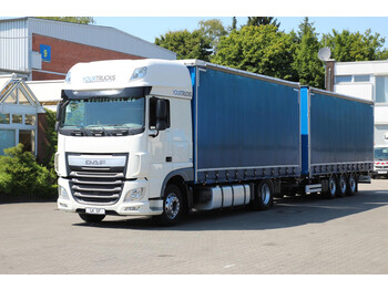 Camions bâche Daf XF 460 E6 kompletter Zug Durchlade Retarder