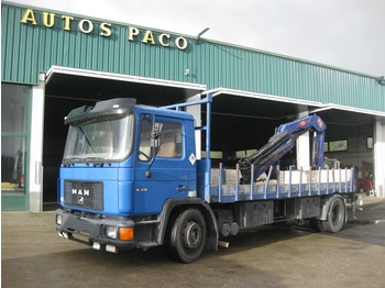 Camion plateau, Camion grue pour transport de ciment MAN 18.272: photos 1
