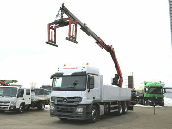 Camion plateau, Camion grue Mercedes-Benz Actros 2644 L 6x4 Pritsche Heckkran Palf. PK 210: photos 1