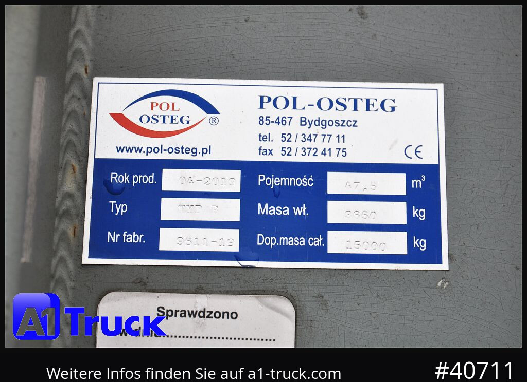 Camion POL OSTEG Abrollcontainer 47,5m³,  Mulde, Dachplane, Portaltür
