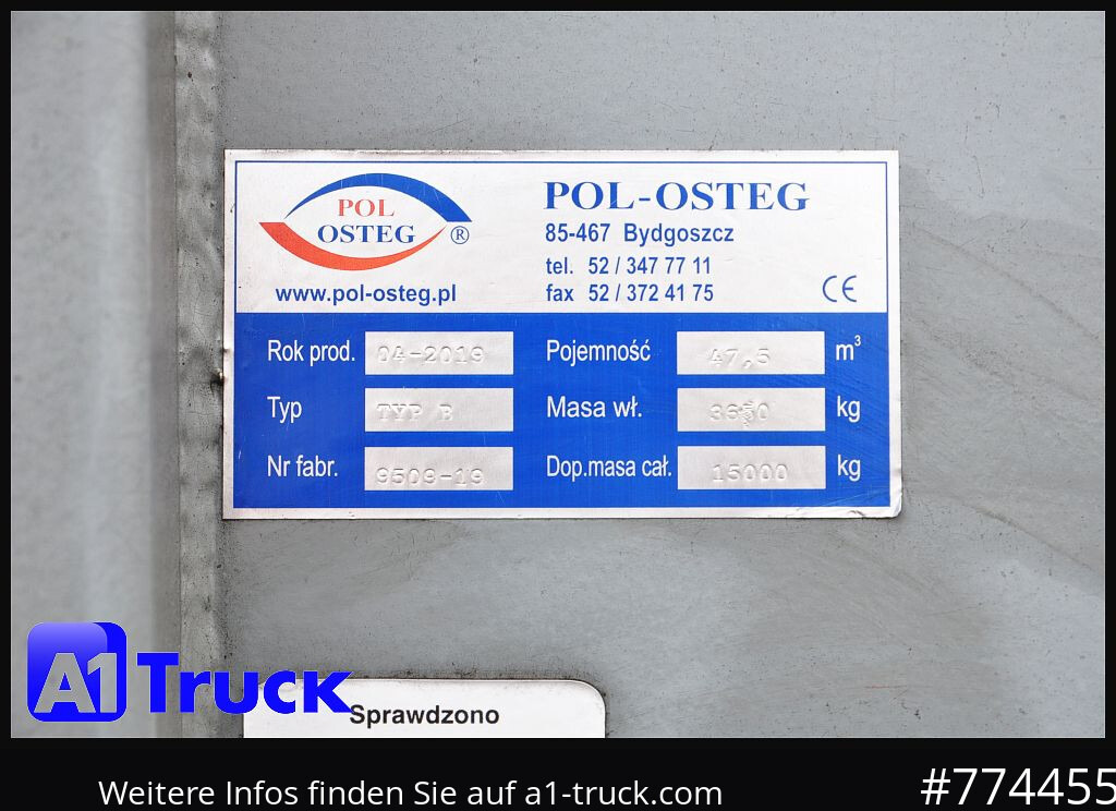Camion POL OSTEG Abrollcontainer 47,5m³,  Mulde, Dachplane, Portaltür