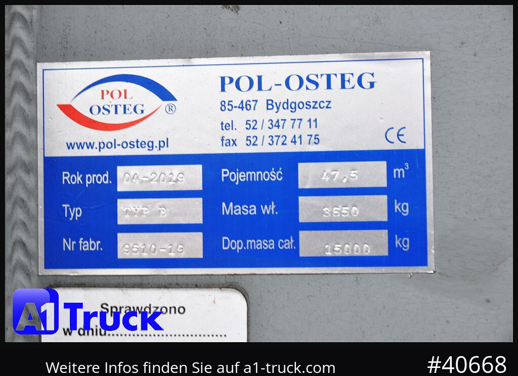 Camion POL OSTEG Abrollcontainer 47,5m³,  Mulde, Dachplane, Portaltür