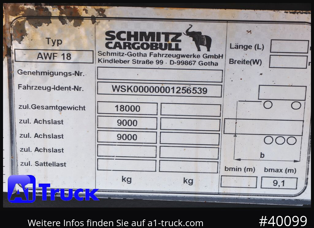 Camion SCHMITZ AWF 18, BDF Anhänger Standard 7,45