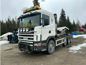 Camion ampliroll Scania R144 460 Tridem Hook truck with truck bed: photos 1