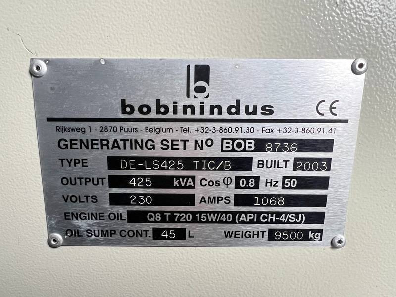 Groupe électrogène Bobinindus DE-LS425 TC/B Excellent Condition / Low Hours / CE: photos 7