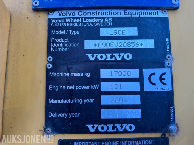 Chargeuse sur pneus 2004 Volvo L90E - Sentralsmøring - Ny motor