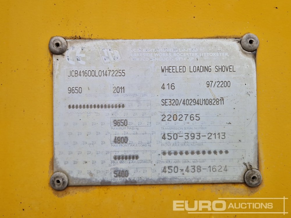 Chargeuse sur pneus 2011 JCB 416