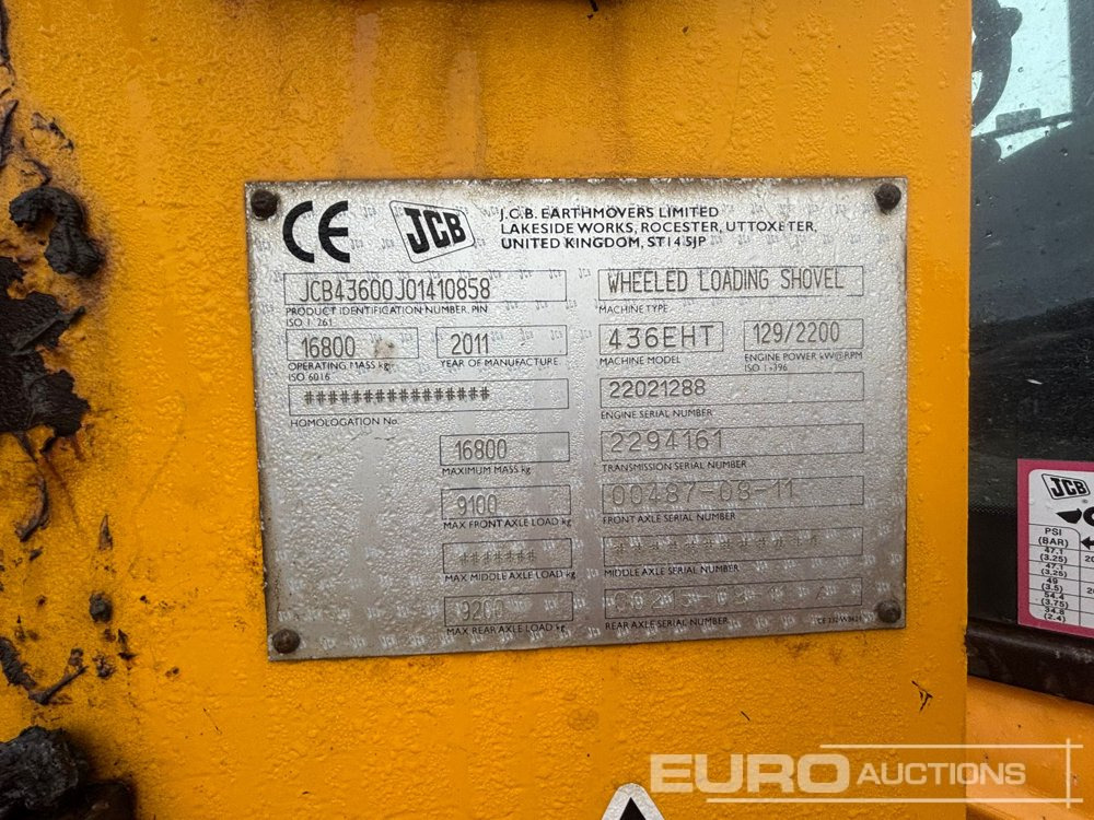Chargeuse sur pneus 2011 JCB 436E HT