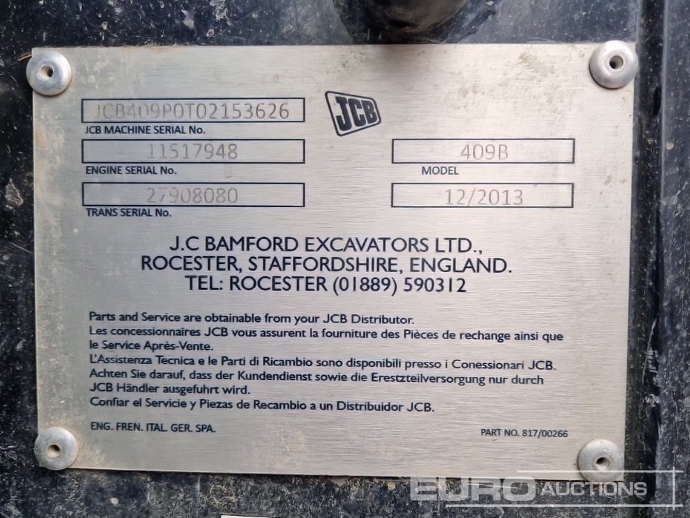 Chargeuse sur pneus 2013 JCB 409B