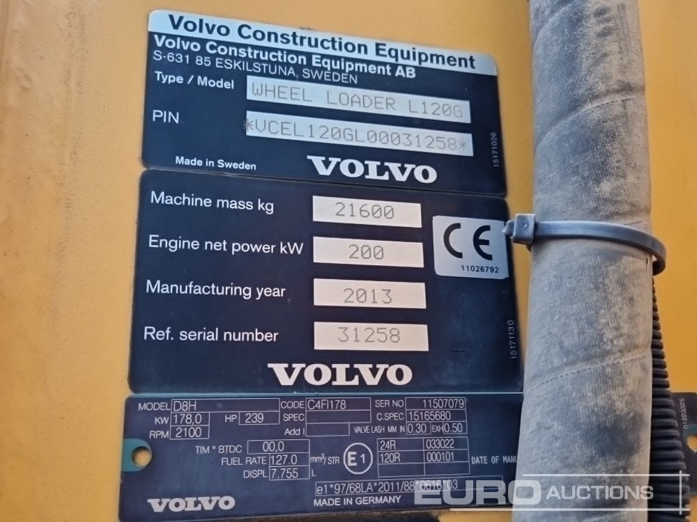 Chargeuse sur pneus 2013 Volvo L120G