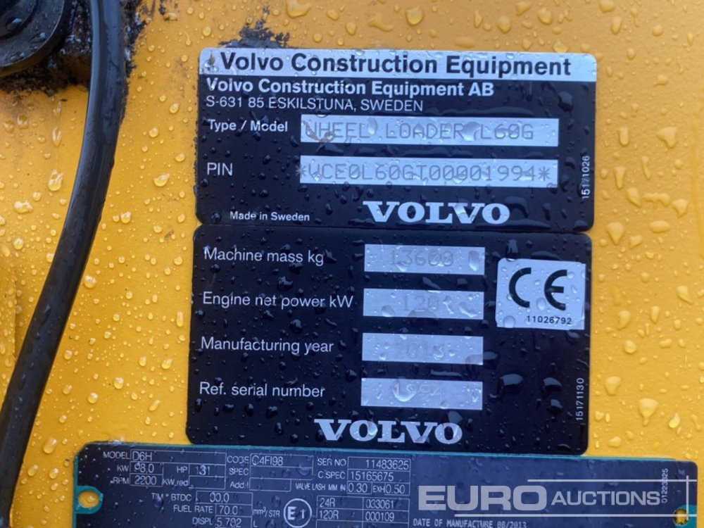 Chargeuse sur pneus 2013 Volvo L60G